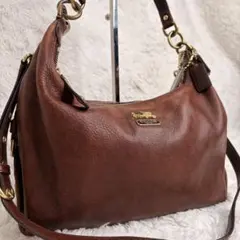 良品✨COACH2way ショルダーバッグ レザー 肩掛け 斜め掛け ホーボー茶のサムネイル