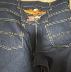 Harley-Davidson デニムパンツW32 濃紺バックロゴ刺繍ストレートのサムネイル