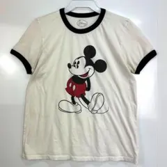disneyディズニーリンガーTシャツミッキーマウス白足ヴィンテージ30423