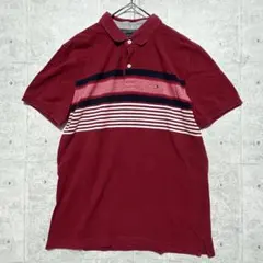 A7 TOMMY HILFIGER ボーダーポロ L ヴィンテージ アメカジ古着
