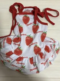 いちご柄フリルワンピース Sサイズ　犬服