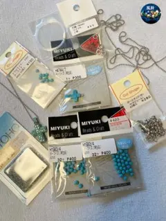 ターコイズクロスネックレス完成品とターコイズと部材のセットです。　80.