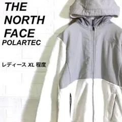 ノースフェイス デナリジャケット フーディ 刺繍ロゴ グレー ホワイト 白 XL