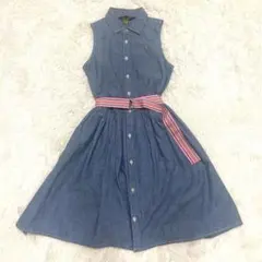 ポロラルフローレン デニムシャツフレアワンピース ノースリーブ ベルト