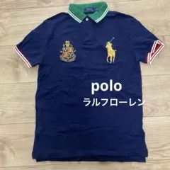 ラルフローレン ポロシャツ 紺 ビッグポニー ワッペン レディースS