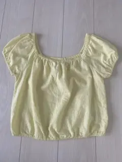【GAP KIDS】イエロー パフスリーブ短丈トップス 女の子 レディース