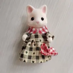 ハンドメイド シルバニア お母さん ワンピース ハート チェック