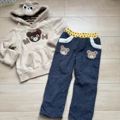 ミキハウス プッチーくん フード付き長ズボンセット 100cm