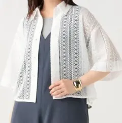 BEAMS HEART レース 半袖シャツ ホワイトのサムネイル