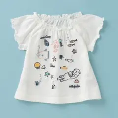 新品セール kladskap 海のいきもの刺しゅう裾Tシャツ　白　110cmのサムネイル
