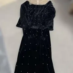 ブラックベルベットパーティードレス