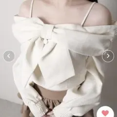 LIP SERVICE リボンオフショルロングスリーブトップス　アイボリー