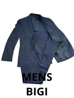 【美品】メンズビギ　セットアップ　ビジネススーツ ストライプ ネイビー