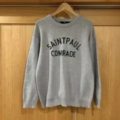 SHIPS Colors シップス ジャガード ロゴ ニット グレー サイズL