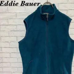 【大人気】エディーバウアー フリース ベスト 薄手 刺繍ロゴ ブルー グリーン