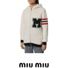 正規品 miu miuミュウミュウ Mロゴ フード付きニット 美品最終お値下げ！