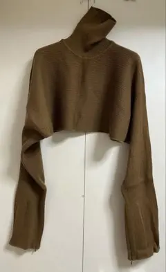 ルシェルブルー　ブラウン ハイネック クロップドセーター