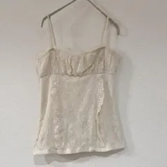 即完✨️【M】 レースキャミソール レース ベアキャミソール エクリュ 大人可愛い
