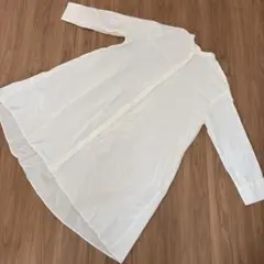 Samansa Mos2 blue　ホワイト 長袖 シャツワンピース