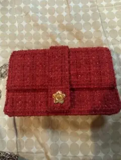 リリーブラウン×マリークワント　ツイード　ショルダーバッグ　赤　レッド