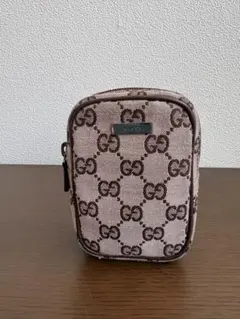 GUCCI レザー×キャンバス シガレットケース GG プレート ベージュのサムネイル