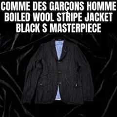 62 コムデギャルソンオム 縮絨 ストライプ ジャケット S 黒 名作