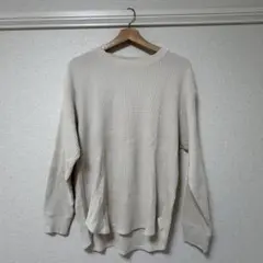 UNIQLO ワッフルクルーネックT オフホワイト 長袖Tシャツ