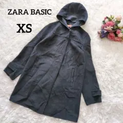 ザラベーシック　フェルト調薄手コート　フード付き　ネイビー　XS　羽織　6193
