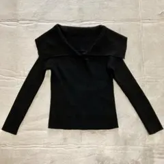 【GRL 】ブラック オフショルダー ニット M 丈短め　シンプルデザイン　★