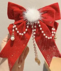 赤いリボン ヘアアクセサリー