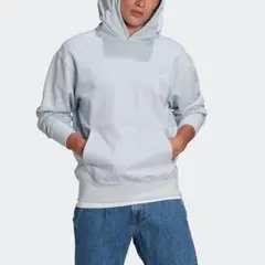 adidas トレフォイル パーカー ライトブルー L オーガニックコットン