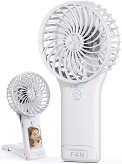 ハンディファン携帯扇風機超軽量設計・静音・風量4段階・ミニミラー付充電式