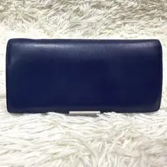 Paul Smith ポールスミス 長財布 レザー ブルー×ブラック 光沢感
