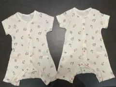 【新品未使用】半袖前開きカエルロンパース　サイズ70 ベルメゾン 2枚セット