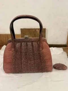 蛇柄レザー ハンドバッグ 小物入れ付き