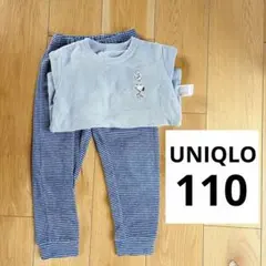 美品　UNIQLOスヌーピー フリースパジャマ 110 ブルー