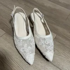 レースアップ バックストラップ パンプス ベージュ 38size