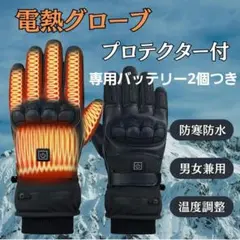 電熱グローブ バイク用 ヒーターグローブ バッテリー2個付 充電式 プロテクター