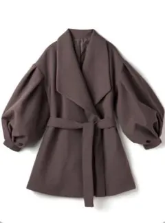 GRL リボンベルト付きビッグカラーボリュームスリーブコート[ze628]