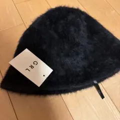 GRL 黒 ファーバケットハット