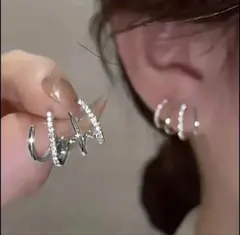 クリスタル ストーン フープ型 ピアス 韓国 ワンホン 結婚式