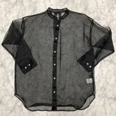 美品　JEANASIS シアー　バンドカラーシャツ　F ブラック