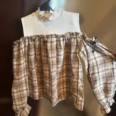 RICCARICCA チェック柄 オフショルダー トップス