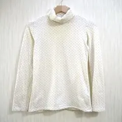 ユニクロ タートルネック M ホワイト ドット 長袖 UNIQLO コットンのサムネイル
