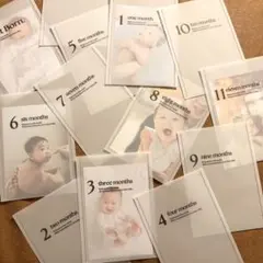 月齢カード（刺繍糸グレー）月齢カード フォトガーランド 月齢フォト