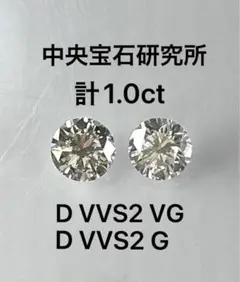 ひびたん様　PT天然ダイヤモンドピアス 計1.0ct 中央宝石研究所　鑑定書付き