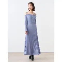 snidel ストラップオフショルニットワンピース F