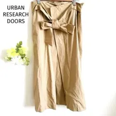 ドアーズ フレアスカート ベージュ 腰リボン 綿100% フェミニン ギャザー