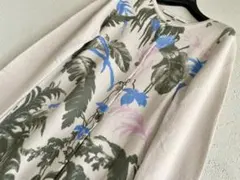 カシミヤ 100% ボタニカルプリント ニット カーディガン プラチナメイメイ