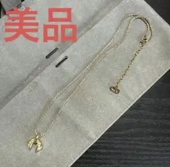 ChristianDior ラインストーン付きリボンモチーフネックレス　美品